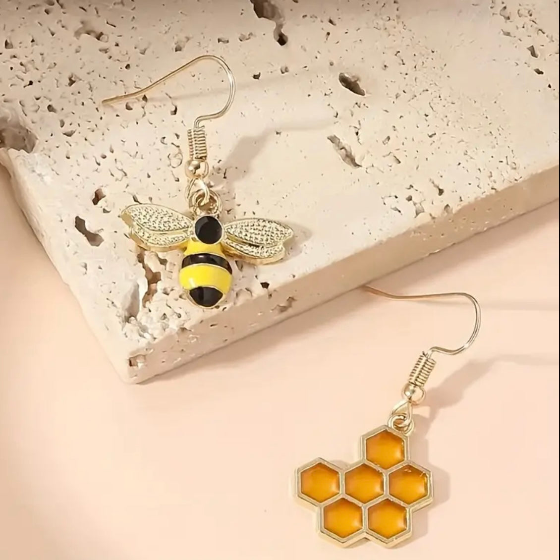 Cute Bee & Honeycomb Earrings