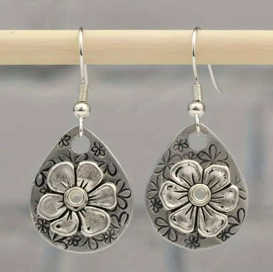 Beautiful Antique Carved Flower Earrings