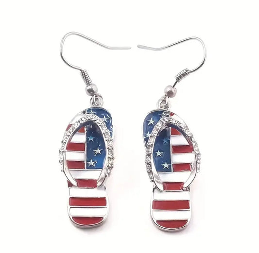 Red, White and Blue 4th of July Sandal Earrings