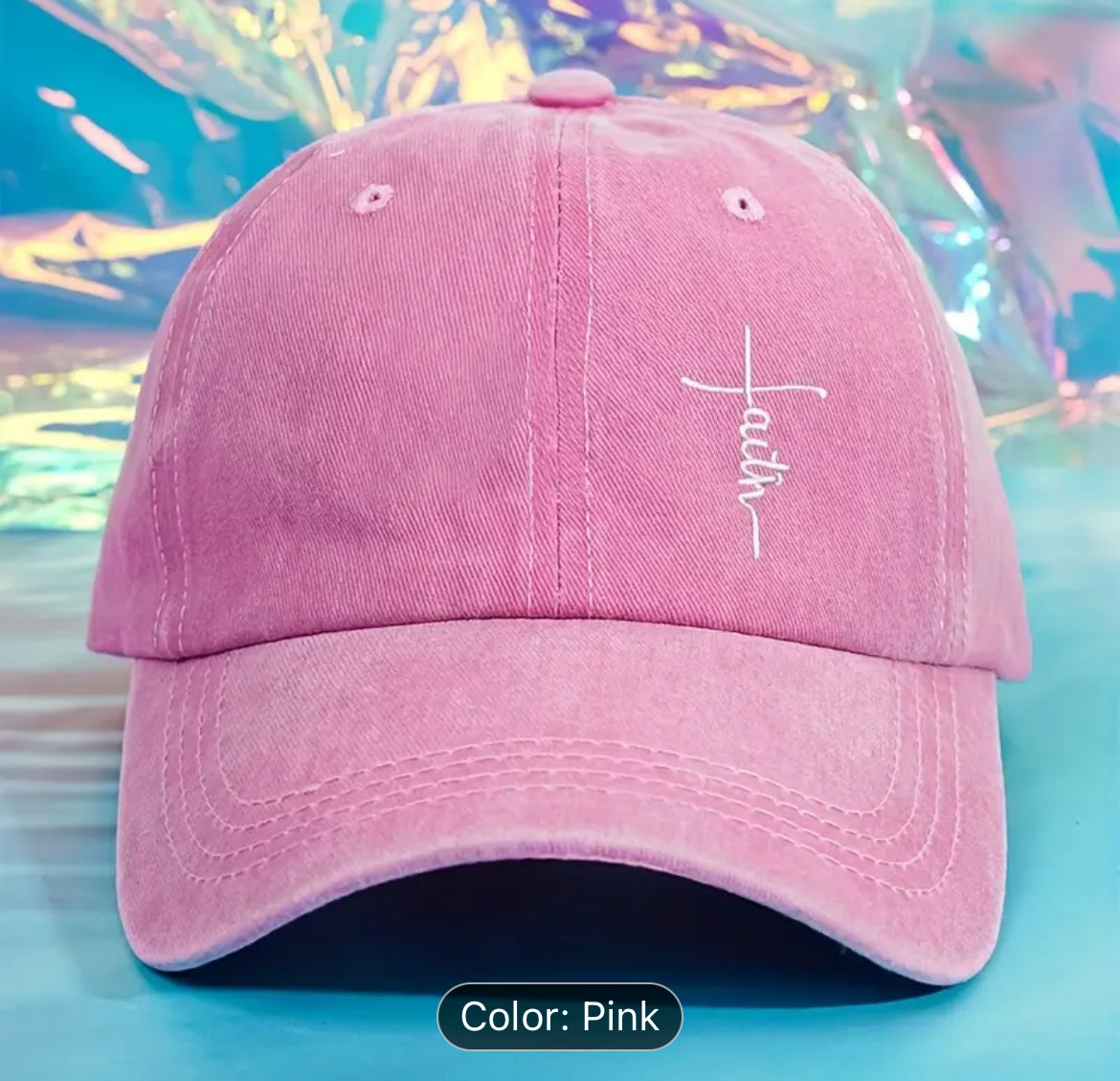 Cute Embroidered “Faith” Hat - 4 Colors