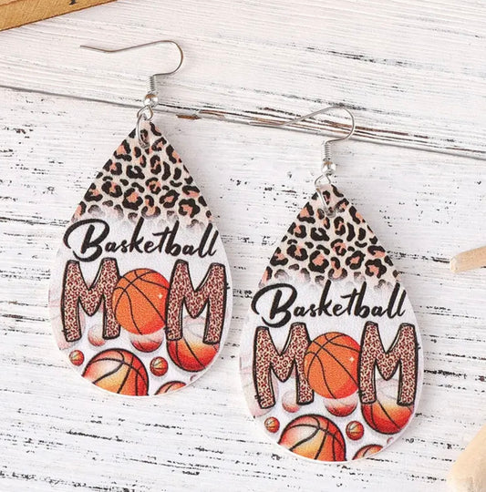 Basketball Mom Leopard Print Earrings