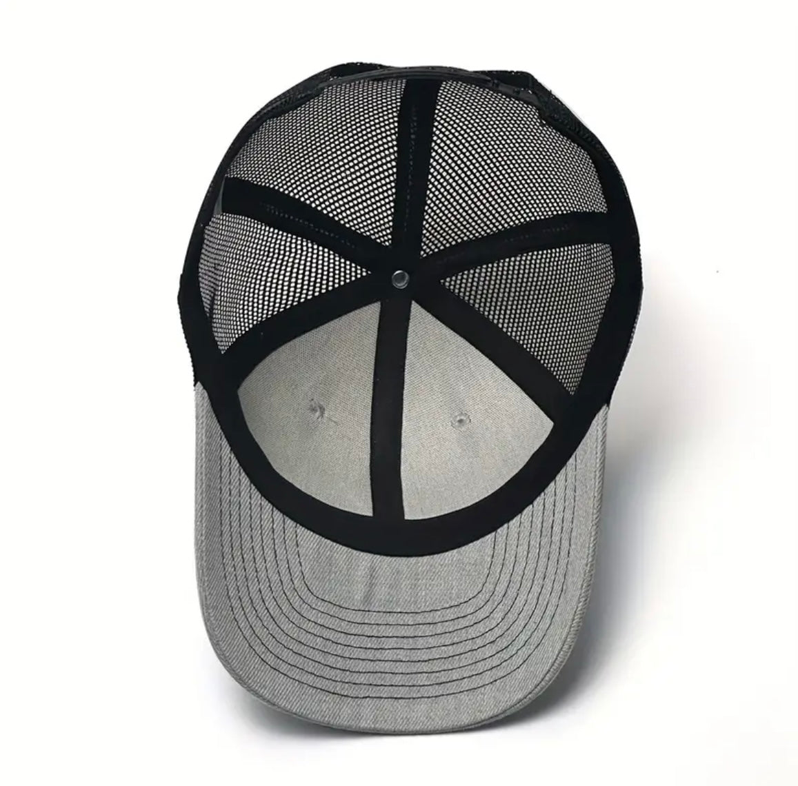 Gray and Black Hat with Dad Leather Patch