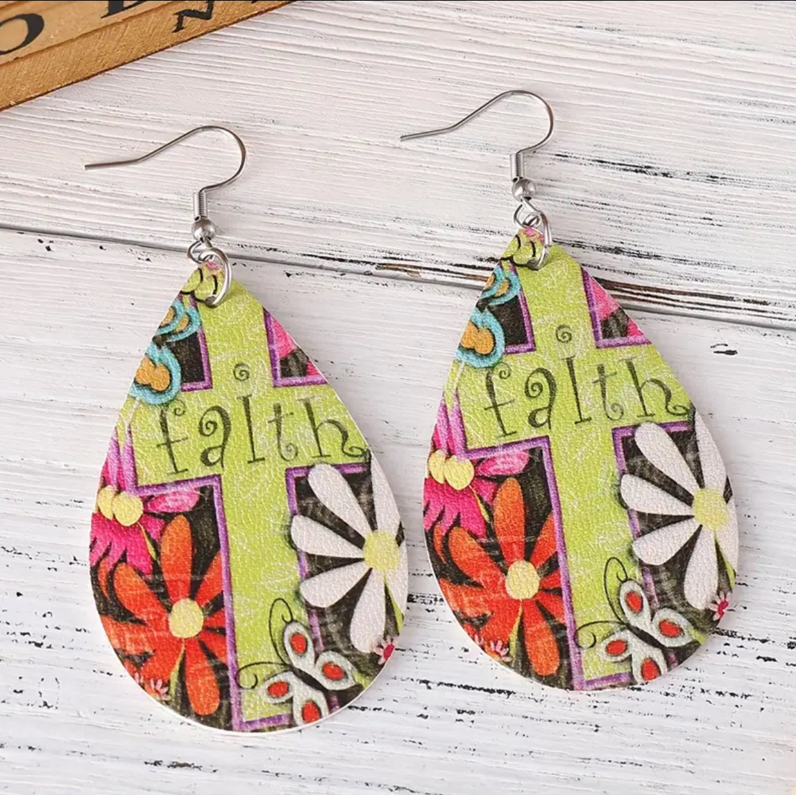 Cute Faith and Flowers Earrings