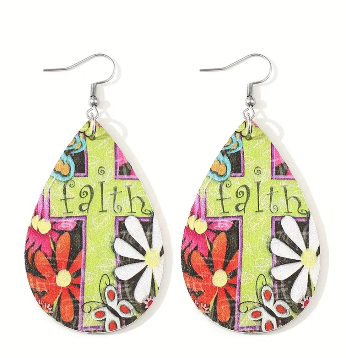 Cute Faith and Flowers Earrings