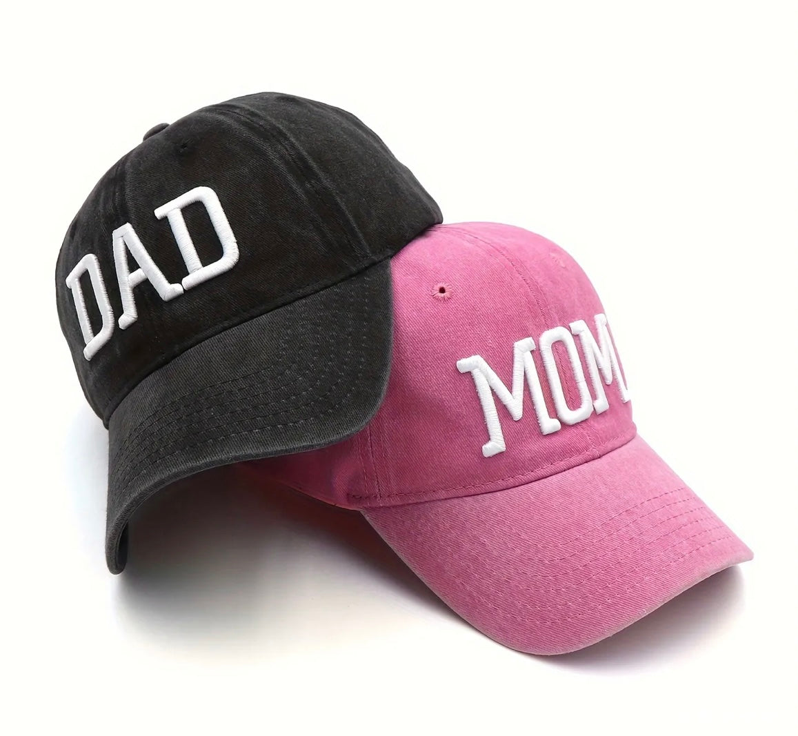 Dad and Mom Embroidered Adjustable Hats- multiple colors