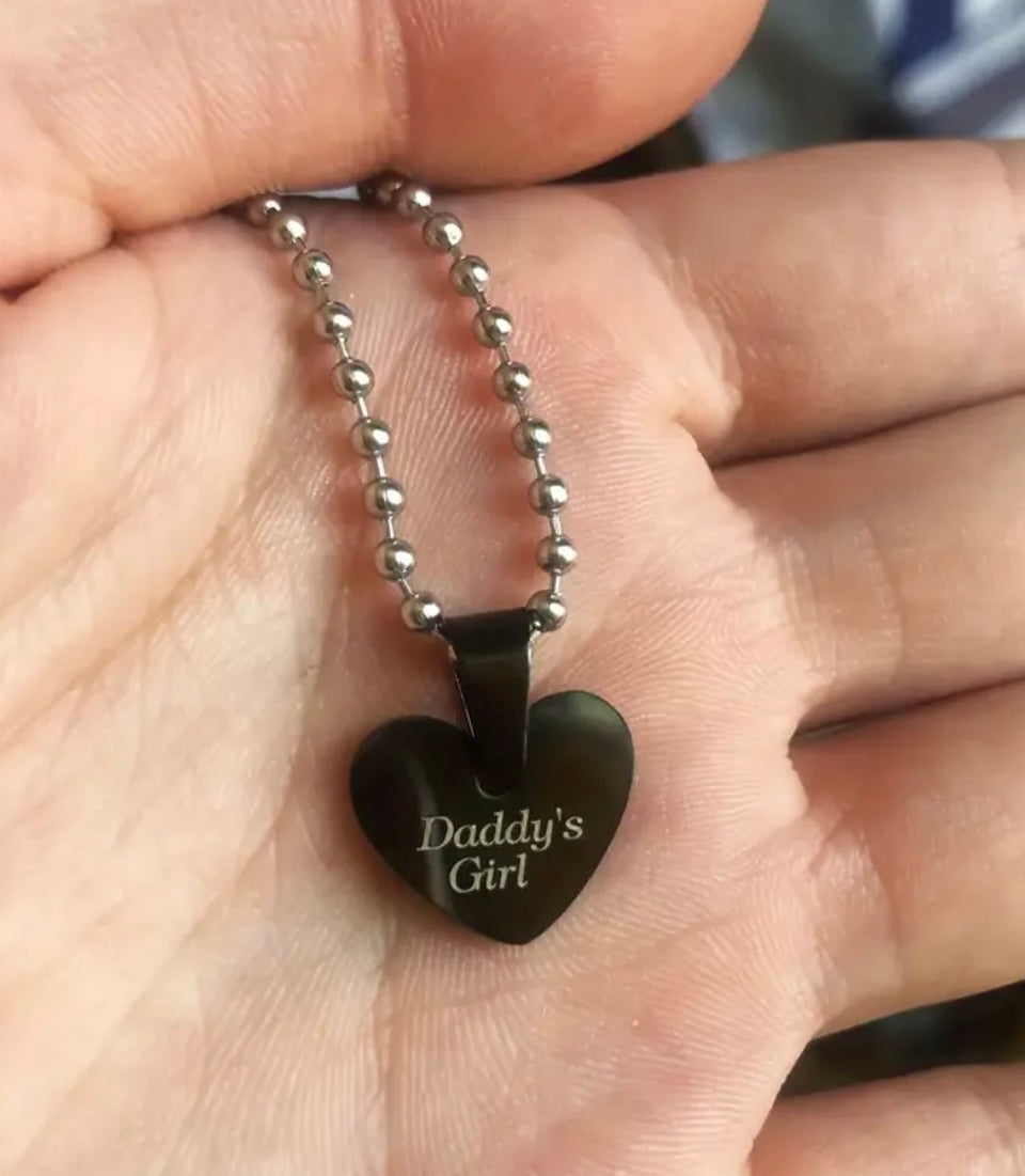 Daddy and Daughter Necklaces- “So…There’s This Girl Who Kinda Stole My Heart, She Calls Me Daddy” - Black and Silver