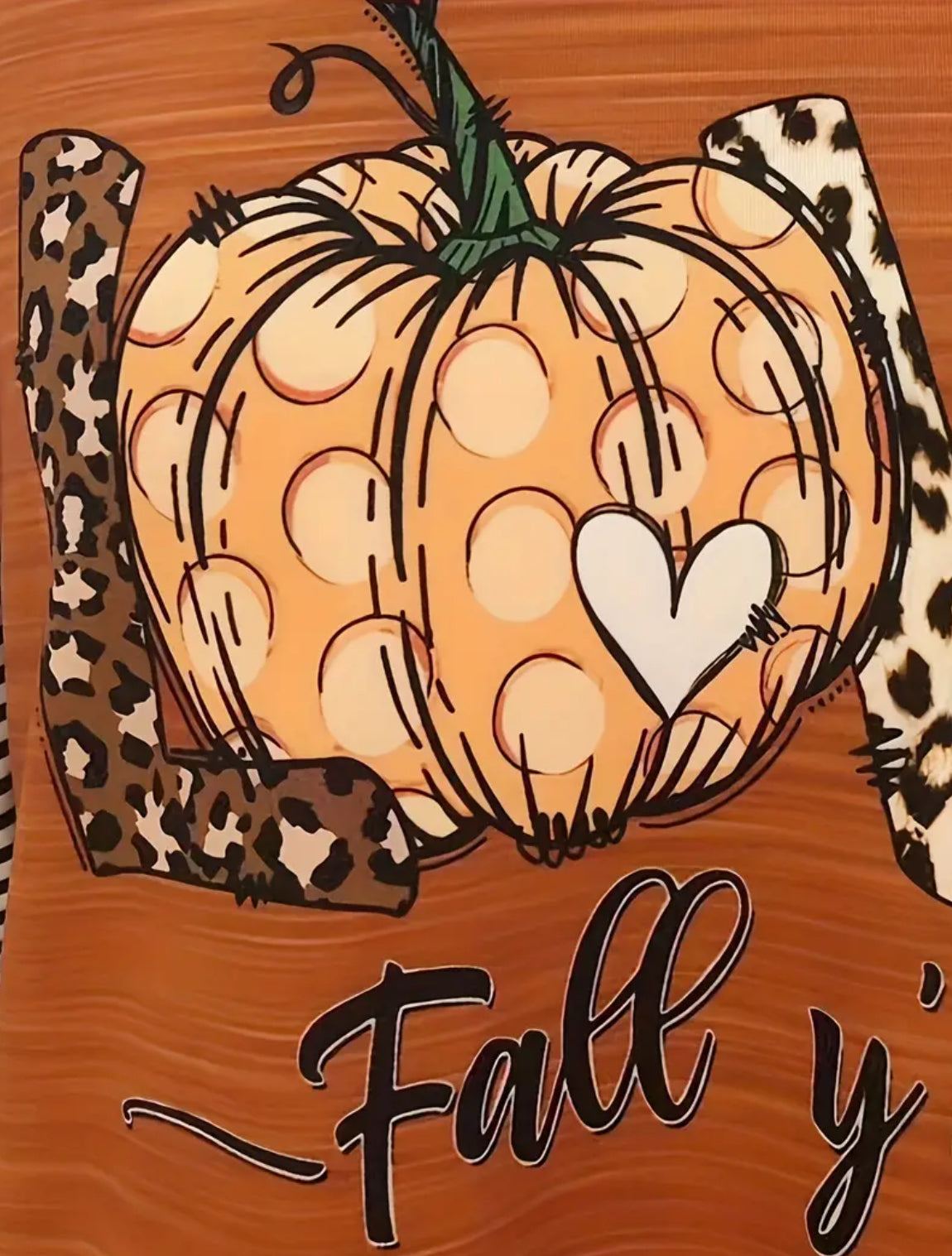 Love Fall Y’all - Pumpkin & Letter Print Crew Neck Long Sleeve T-Shirt