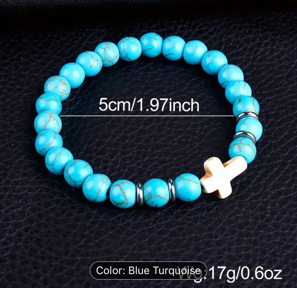 Beautiful Turquoise Stone Bracelet with Cross