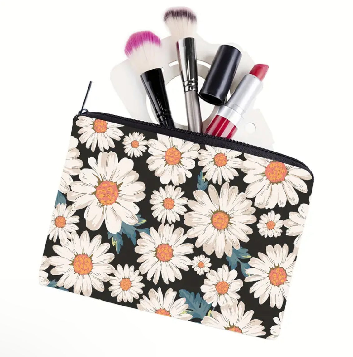Daisy Print Makeup Zipper Pouch