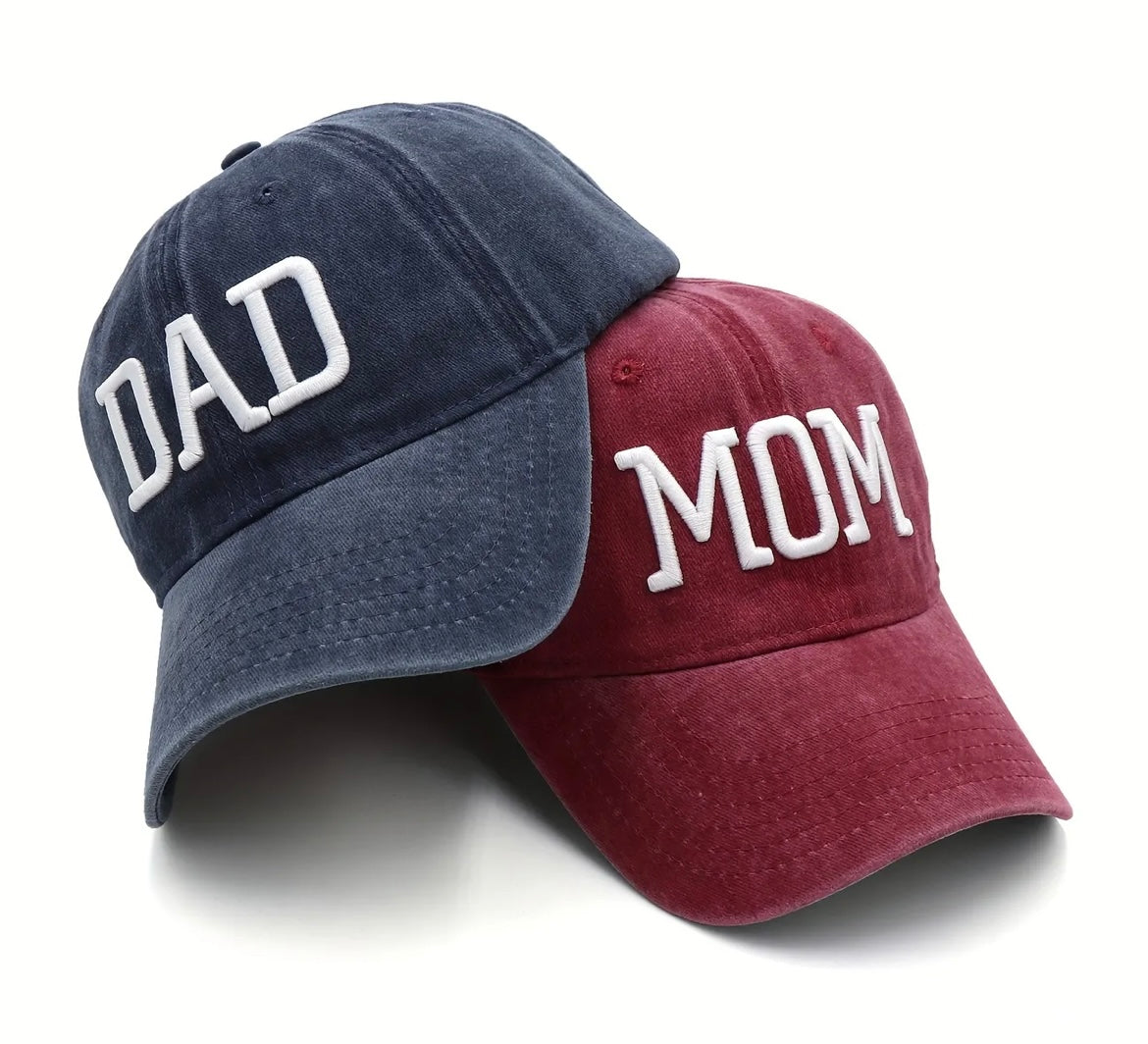 Dad and Mom Embroidered Adjustable Hats- multiple colors