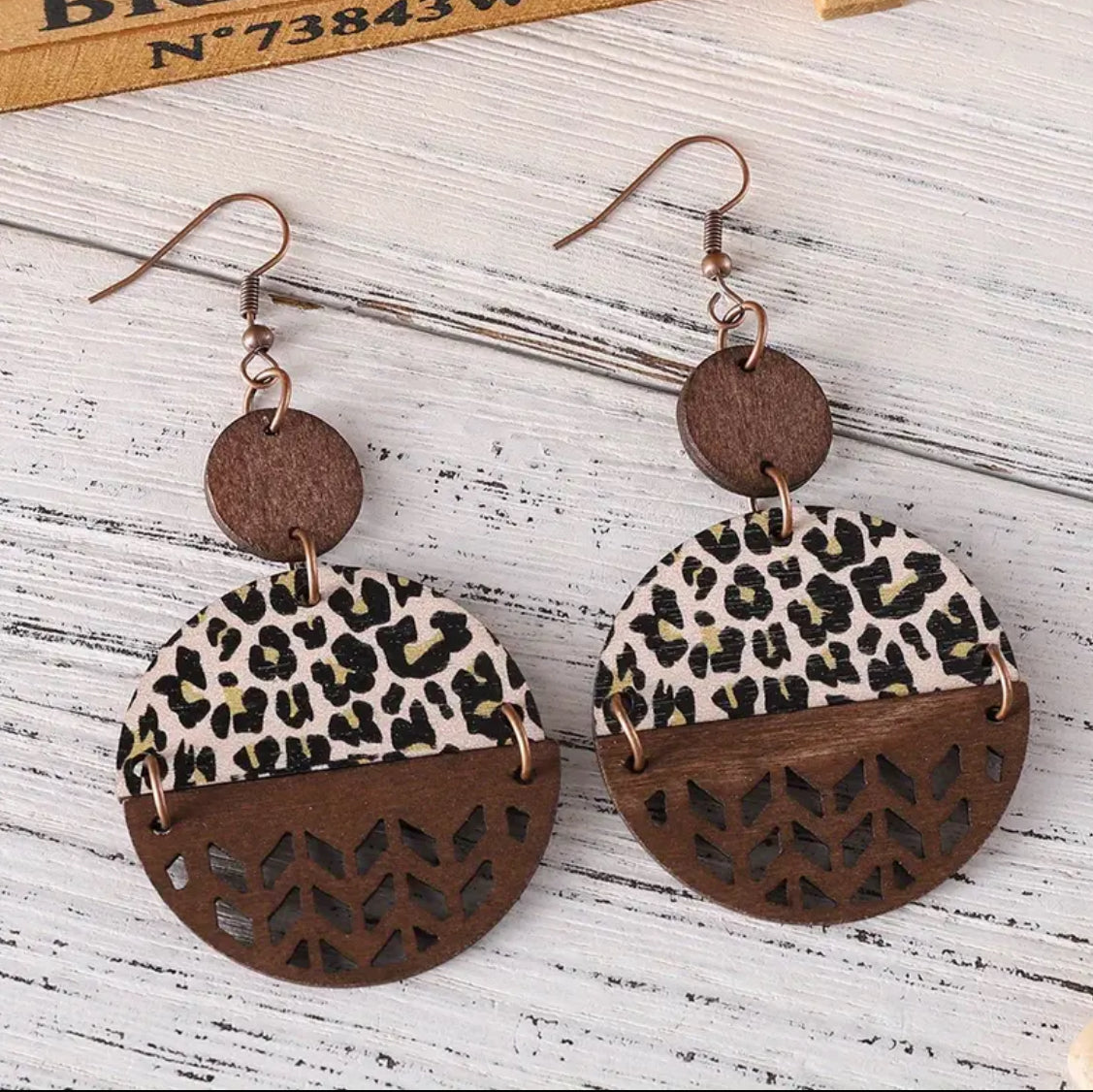 Beautiful Wood Leopard Print Earrings