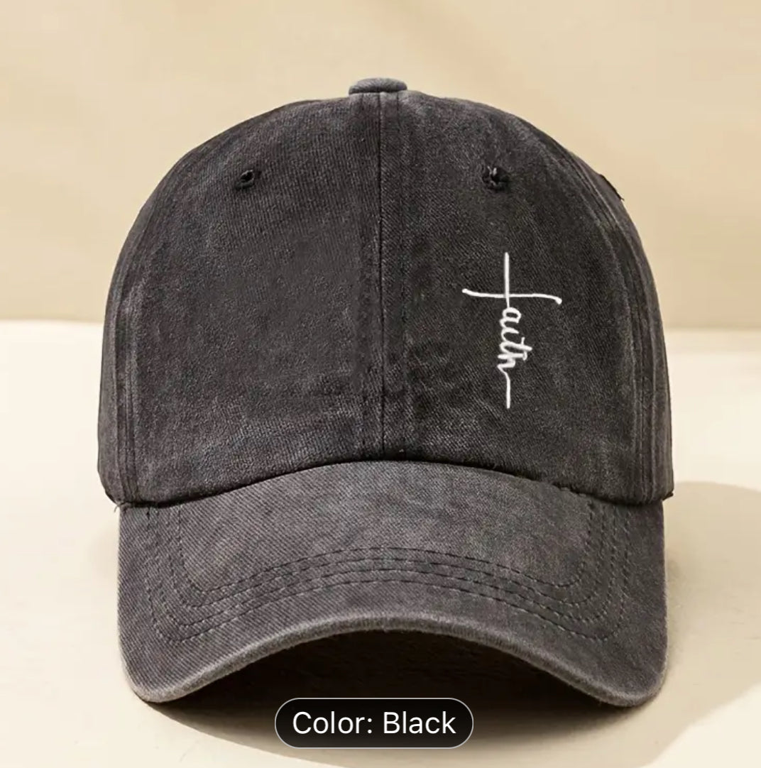 Cute Embroidered “Faith” Hat - 4 Colors