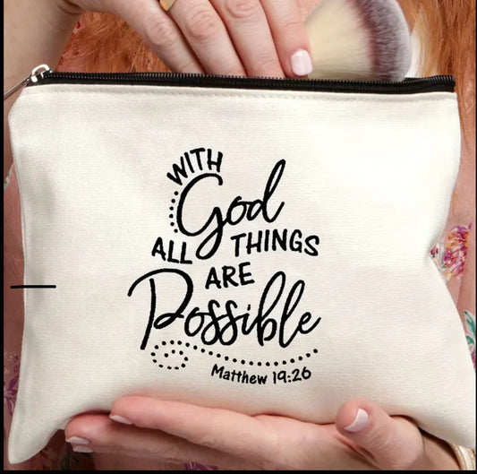 With God All Things Are Possible Makeup Bag
