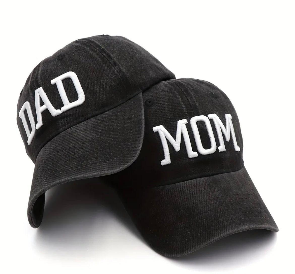 Dad and Mom Embroidered Adjustable Hats- multiple colors