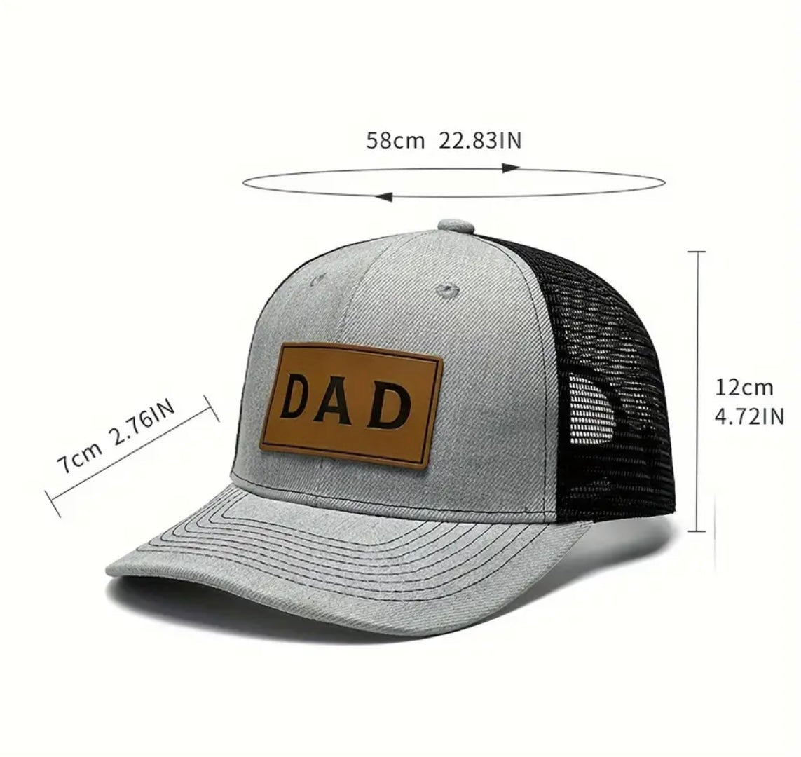 Gray and Black Hat with Dad Leather Patch
