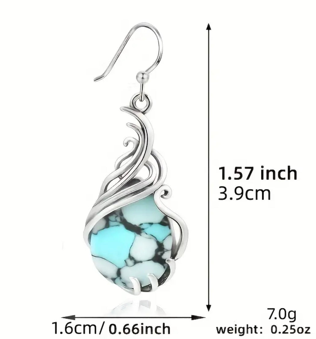 Beautiful Teardrop Shaped Turquoise Stone Earrings