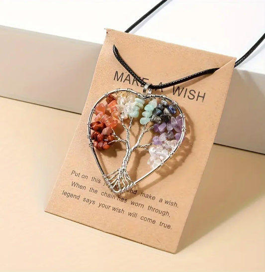 Vibrant Tree of Life Heart-Shaped Necklace