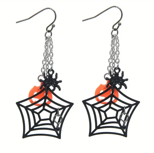 .Halloween spiderweb earrings