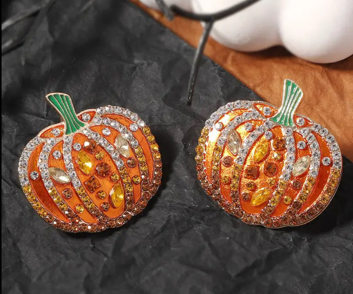 .Shiny Pumpkin Earrings