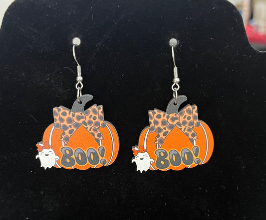 .Cute Boo Pumpkin Earrings