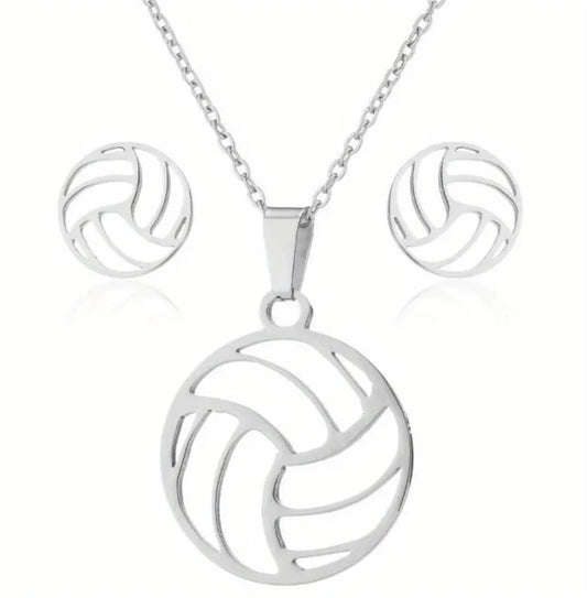 Cute Volleyball Necklace and Earrings