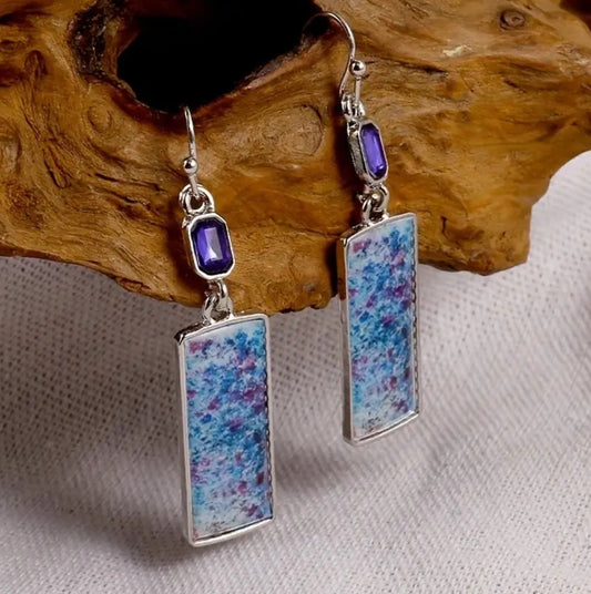 Vintage Rectangle Synthetic Gems Decor Dangle Earrings