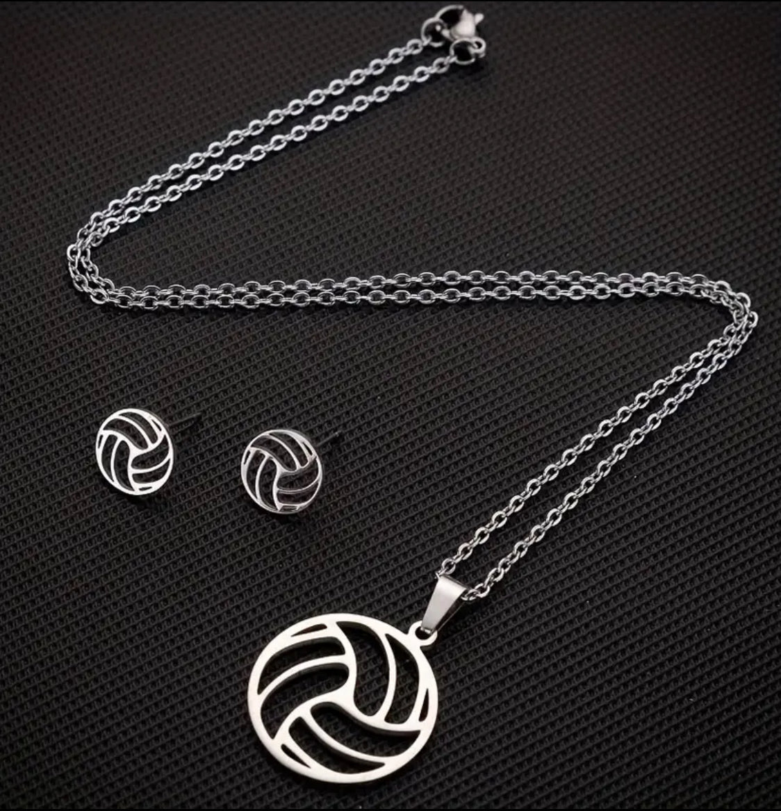 Cute Volleyball Necklace and Earrings