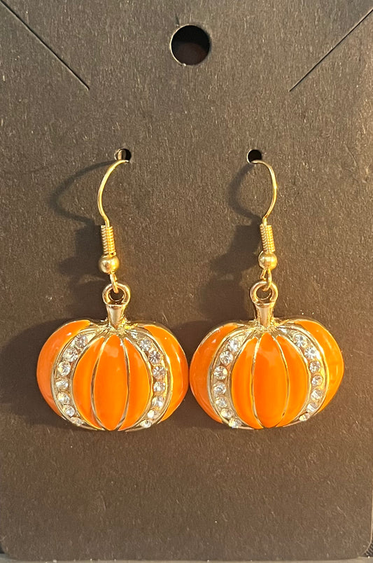 Adorable Bling Pumpkin Earrings